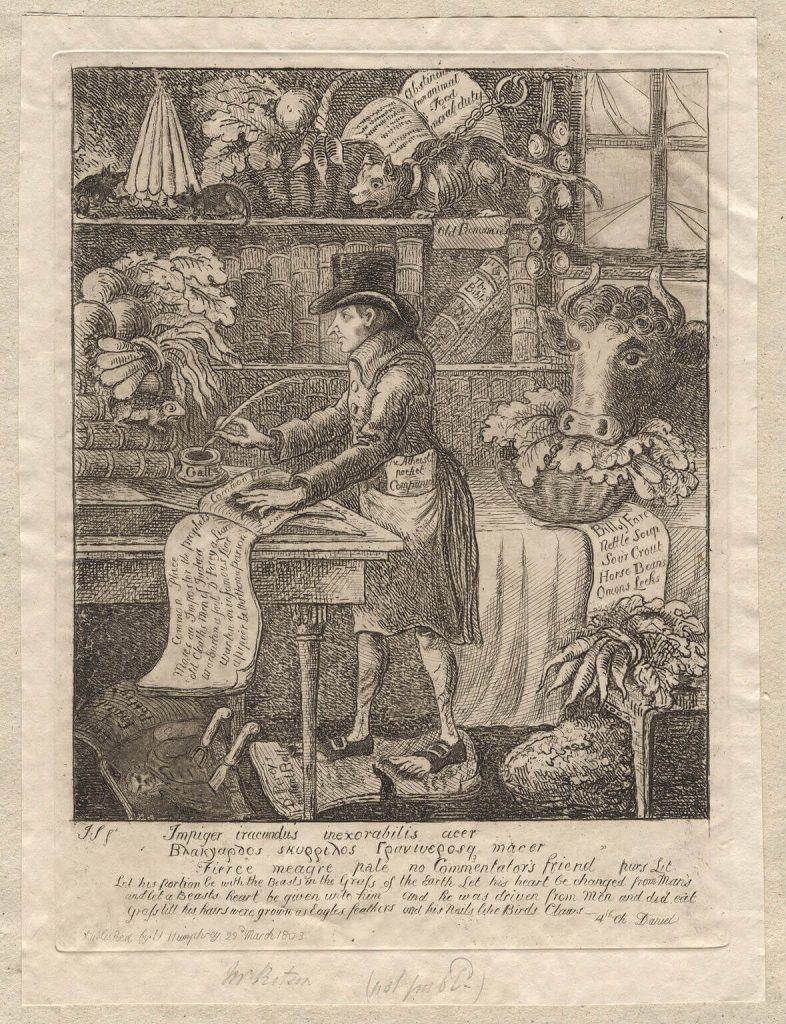 James Ritson (1752-1803) immortalisé dans une gravure de James Sayers publiée en 1803