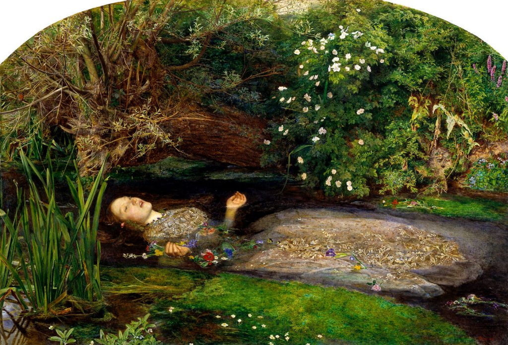 "Ophelia", peinture à l'huile préraphaélite de John Everett Millais (1851-1852) @Tate Britain (Londres)
