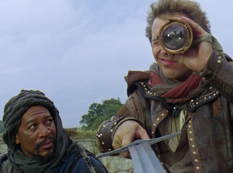 Robin des bois et Azeem (Kevin Coster et Morgan Freeman) dans "Le prince des voleurs" en 1991.