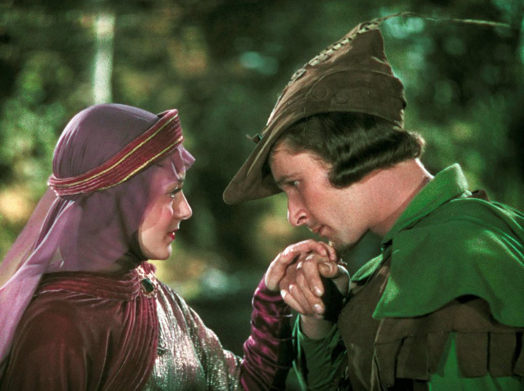 Robin des bois et Marianne (Errol Flynn et Olivia de Havilland) dans le film de Michael Curtiz (1938)