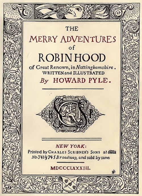 Couverture du livre d'Howard Pyle "The merry adventures of Robin Hood" en 1883