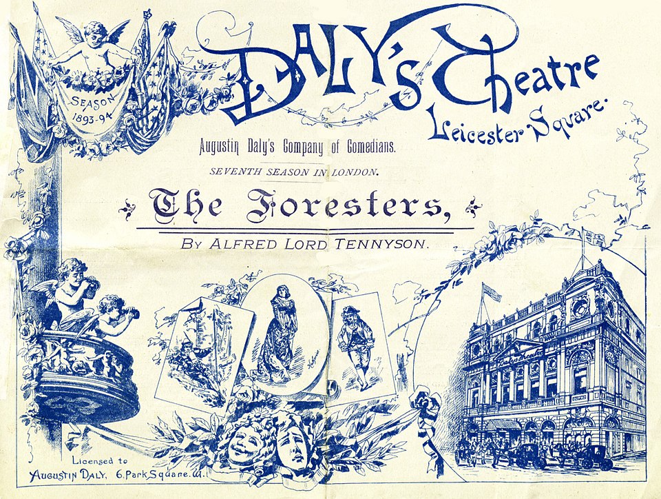 Affiche de la pièce de théâtre "The foresters" de Tennyson pour le 9 octobre 1893.
