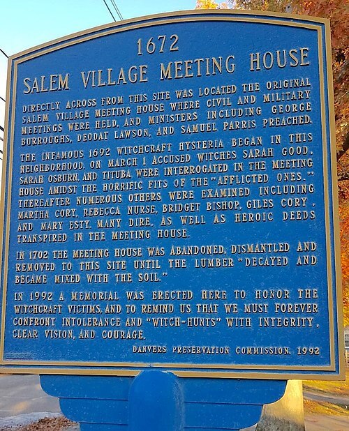 Plaque commémorative des procès des sorcières de Salem à Danvers @Francis Helminski