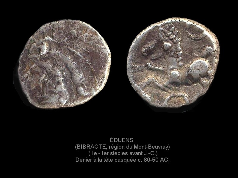 Monnaie d'argent des Eduens retrouvées à Bibracte (IIe-Ier siècle av. J.C.)