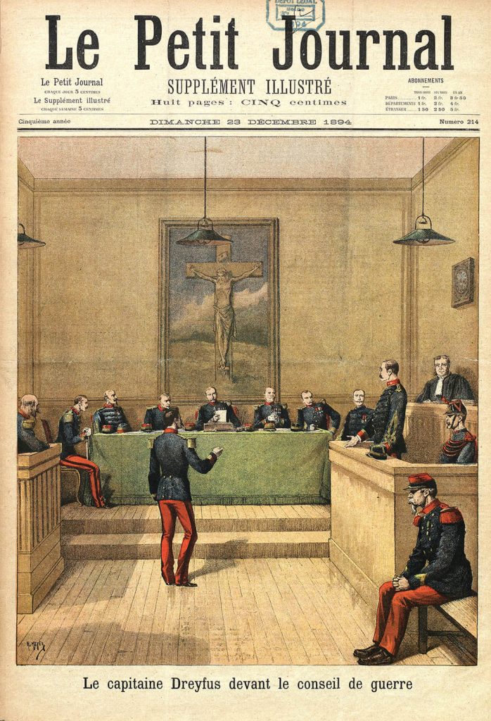 Une du Petit Journal du 23 décembre 1894 représentant le capitaine Dreyfus devant le Conseil de Guerre @Gallica