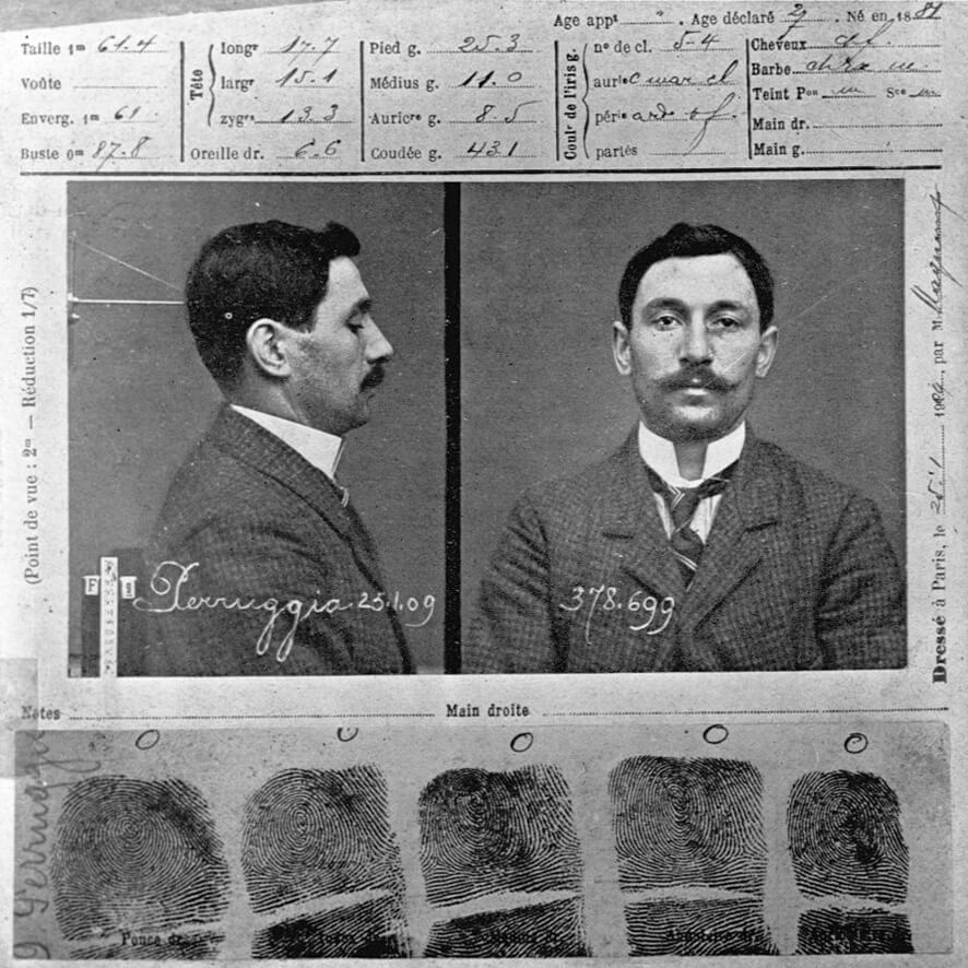 Fiche anthropométrique de Vincenzo Peruggia au Service de l'Identification Judiciaire