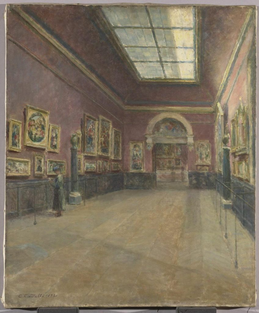 "Vue de la salle des Sept Mètres au musée du Louvre", peinture de Clemente Castelli @RMN Grand Palais-Michel Urtado