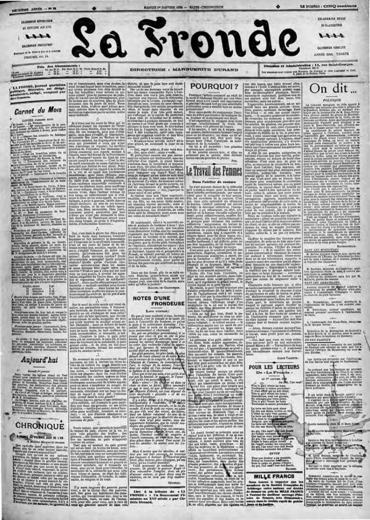 Le journal La Fronde du 1er janvier 1898